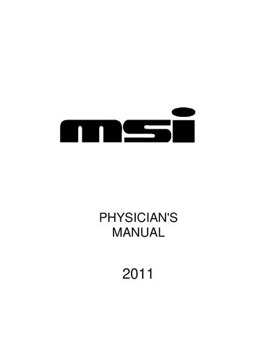 MSI Physician's Manual 2011 - cover page