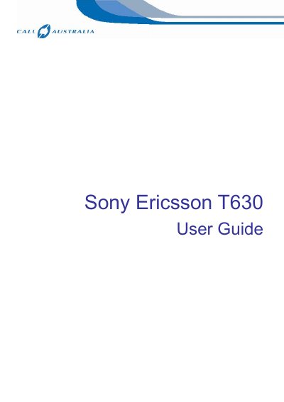 Sony Ericsson T630 User Manual - cover page