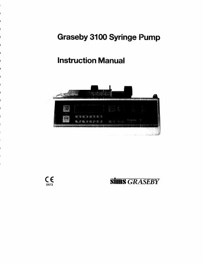 SIMS Graseby 3100 Syringe Pump Instruction Manual - cover page