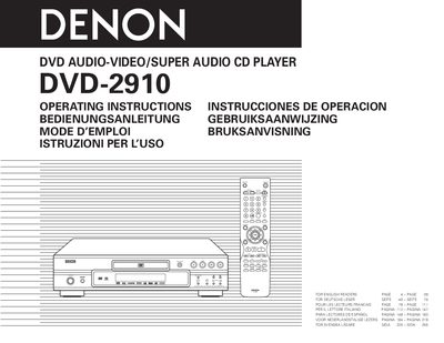 Denon DVD-2910 DVD Audio-Video / Super Audio CD Player Operating Instructions - cover page