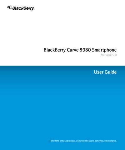 BlackBerry Curve 8980 Smartphone User Guide - cover page