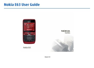 Nokia E63 User Guide - cover page