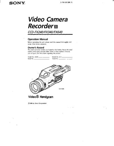 Sony CCD-FX240/FX340/FX640 Camcorder Operation Manual - cover page