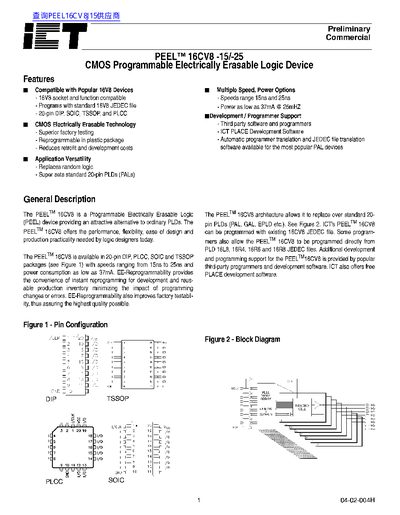 ICT PEEL 16CV8-15/-25 User Manual - cover page