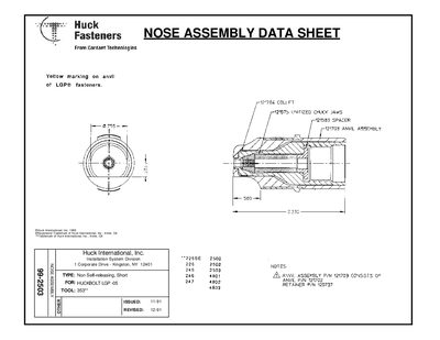 Huck Nose Assembly Data Sheet - cover page