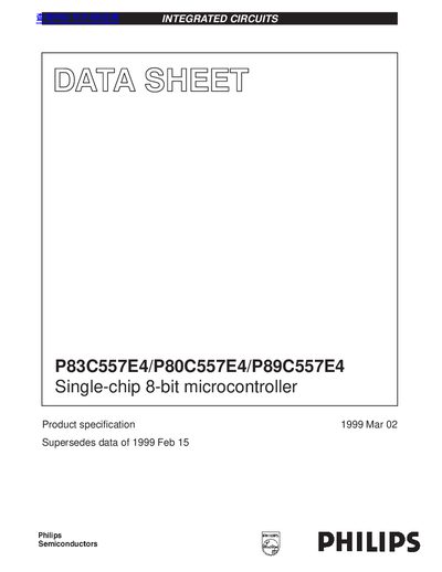 philips P83C557E4/P80C557E4/P89C557E4 Single-chip 8-bit microcontroller handbook - cover page