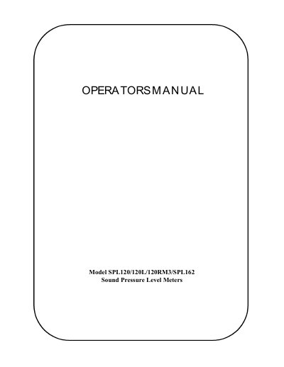 Gold Line SPL120/120L/120RM3/SPL162 Sound Pressure Level Meters Operator's Manual - cover page