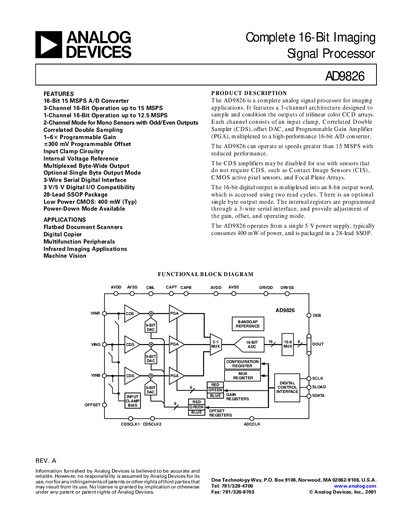 Analog Devices AD9826 Datasheet
