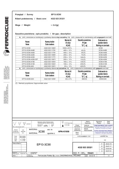 Ferroxcube EP13-3C90 Datasheet - cover page