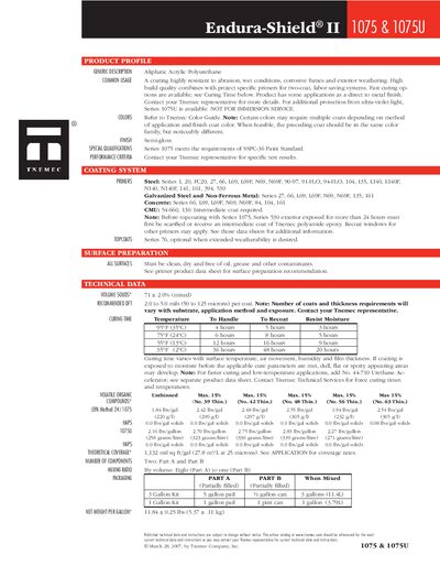Tnemec 1075 Polyurethane Coating Product Data Sheet