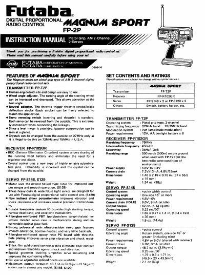 Futaba FP-2P Magnum Sport Instruction Manual - cover page