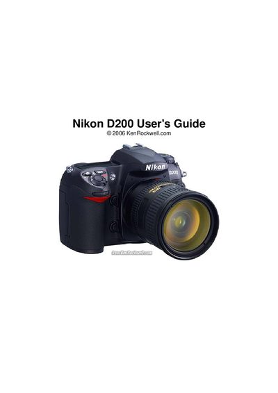 Nikon D200 User Guide - cover page