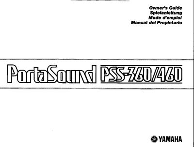 Yamaha PSS-360/460 PortaSound Owner's Guide - cover page