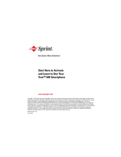 Handspring Treo 600 User Manual - cover page