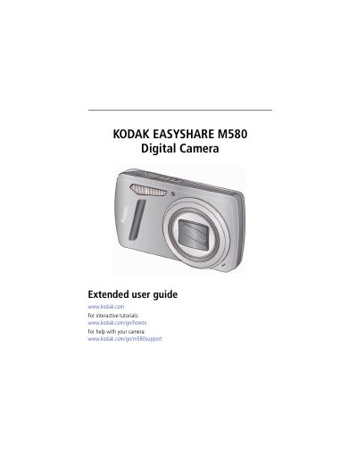 Kodak EasyShare M580 Digital Camera User Manual