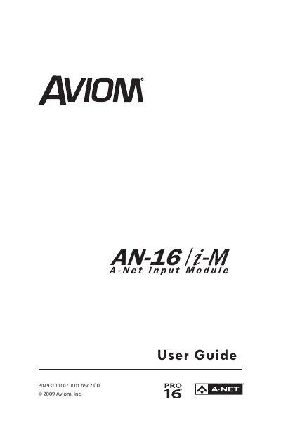 Aviom AN-16/i-M A-Net Input Module User Guide - cover page