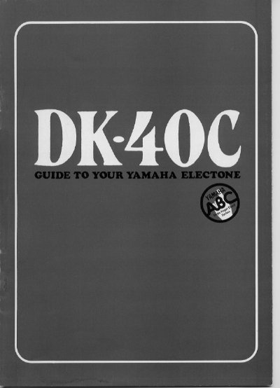 Yamaha DK-40C Electone Owner's Manual - cover page