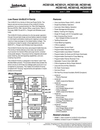 Intersil HC55120 Datasheet - cover page
