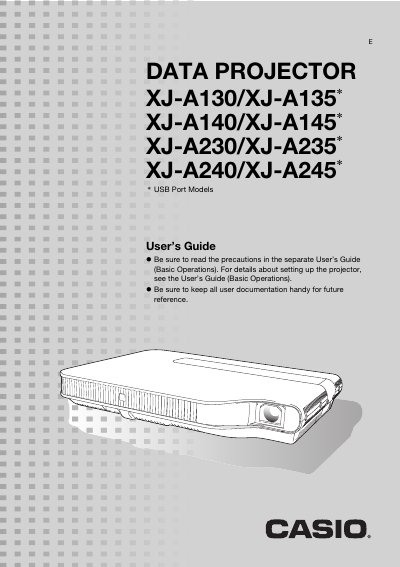 CASIO DATA PROJECTOR XJ-A130/XJ-A135 UsersGuide  - cover page