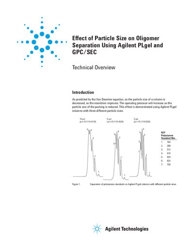 Agilent PLgel GPC/SEC Effect of Particle Size on Oligomer Separation Technical Overview - cover page