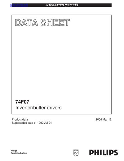 Philips 74F07 Hex Inverter/Buffer Drivers Datasheet - cover page