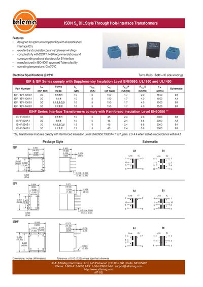 AlfaMag ISF/ISV/ISHF Series Interface Transformers Handbook - cover page