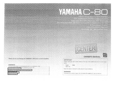 Yamaha C-80 Stereo Amplifier User Manual - cover page