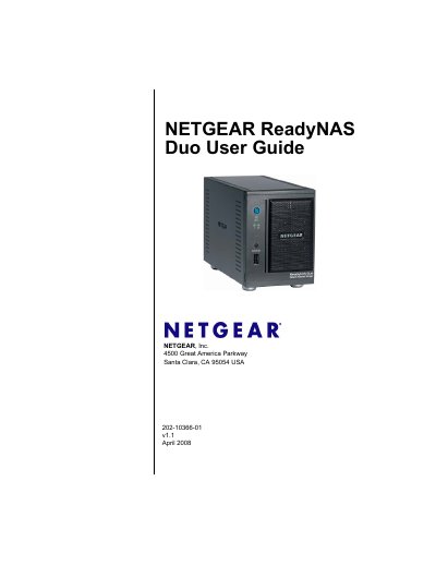 NETGEAR ReadyNAS Duo User Guide - cover page