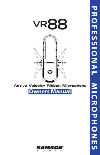 Samson VR88 Active Velocity Ribbon Microphone User Manual - cover page