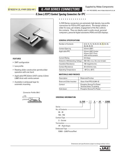 BATRON IL-FHR SERIES CONNECTORS 0.5mm (.020