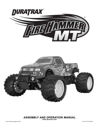 Duratrax FireHammer MT DTXZ1115 Assembly and Operation Manual - cover page