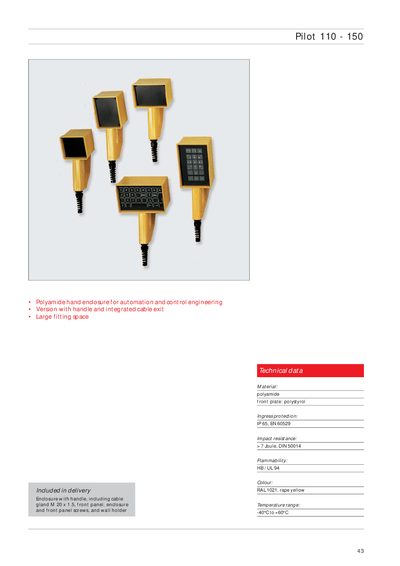 Pilot 110-150 Enclosure Product Leaflet - cover page
