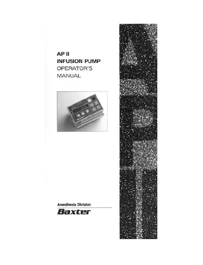 Baxter AP II Infusion Pump Operator's Manual - cover page
