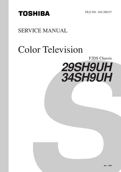 Toshiba 29SH9UH 34SH9UHF2DS Color Television Service Manual - cover page