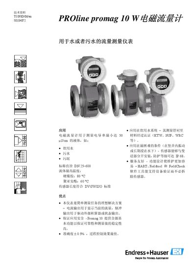 Endress+Hauser PROline Promag 10 W Electromagnetic Flow Meter Manual