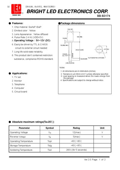Bright LED BB-B3174 Datasheet