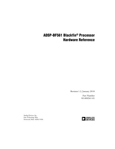Analog Devices ADSP-BF561 Blackfin Processor Hardware Reference Manual