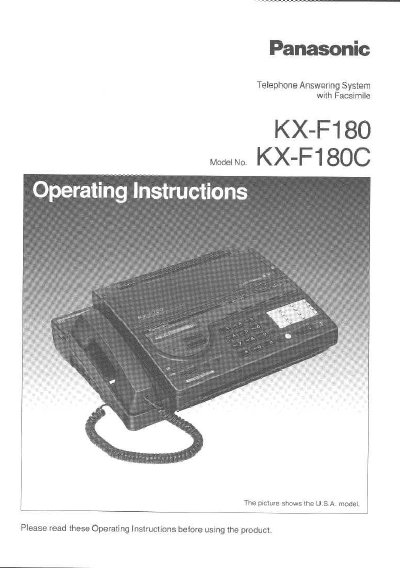 Panasonic KX-F180C Telephone Answering System Operating Instructions - cover page