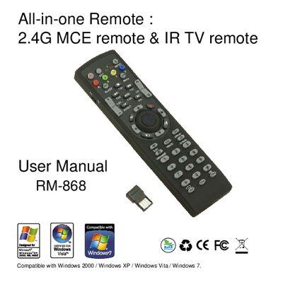 All-in-One RM-868 Remote User Manual - cover page