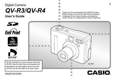Casio QV-R3/QV-R4 Digital Camera User's Guide - cover page