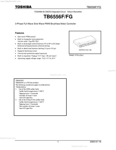 Toshiba TB6556F/FG Brushless Motor Controller Datasheet - cover page