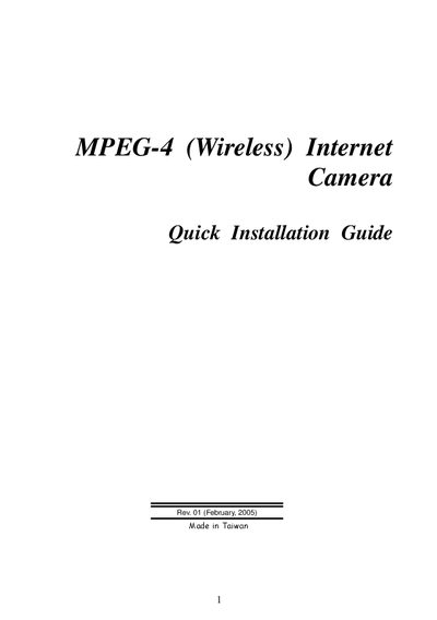 MPEG-4 Wireless Internet Camera Quick Installation Guide