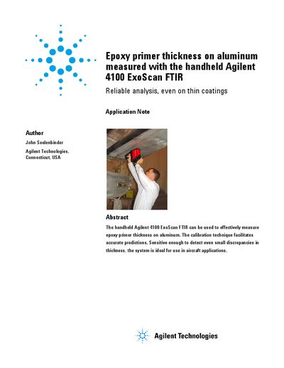 Agilent 4100 ExoScan FTIR Application Note: Epoxy Primer Thickness Measurement - cover page