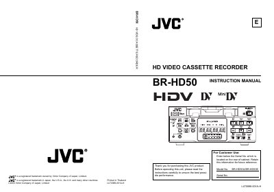 JVC BR‑HD50 HD Video Cassette Recorder Instruction Manual - cover page