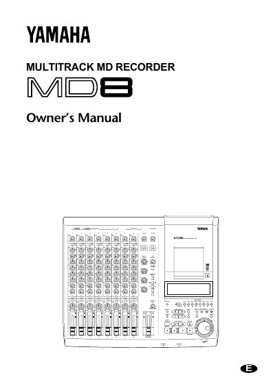 Yamaha MD8 Multitrack Recorder Owner's Manual