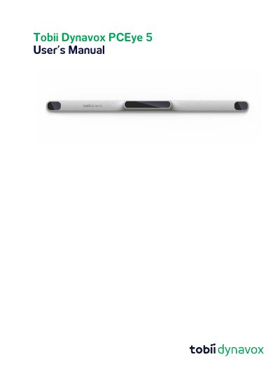 Tobii Dynavox PCEye 5 User's Manual - cover page