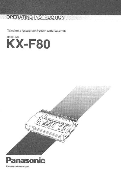 Panasonic KX-F80 Telephone Answering System Operating Instruction - cover page