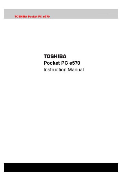 Toshiba e570 Pocket PC Instruction Manual - cover page