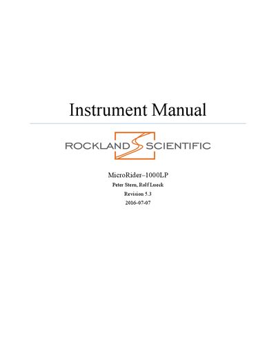 Rockland Scientific MicroRider-1000LP Instrument Manual