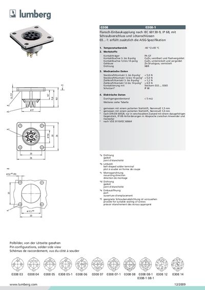Lumberg 0308 Flange Connector Handbook - cover page
